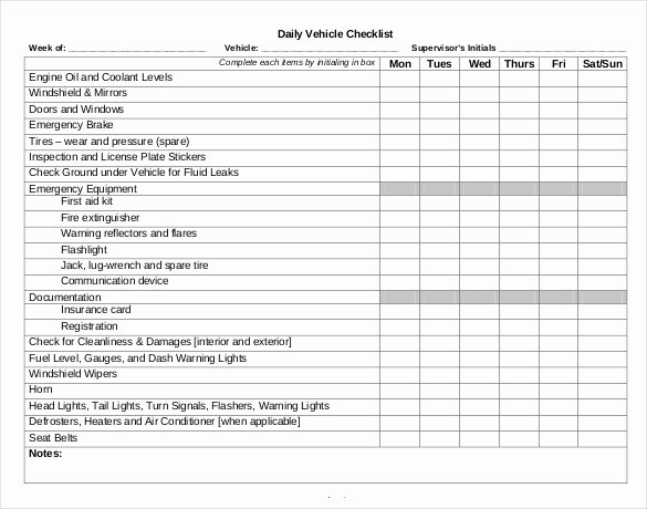 Free Vehicle Inspection Sheet Template Fresh Daily Checklist Template 29 Free Word Excel Pdf