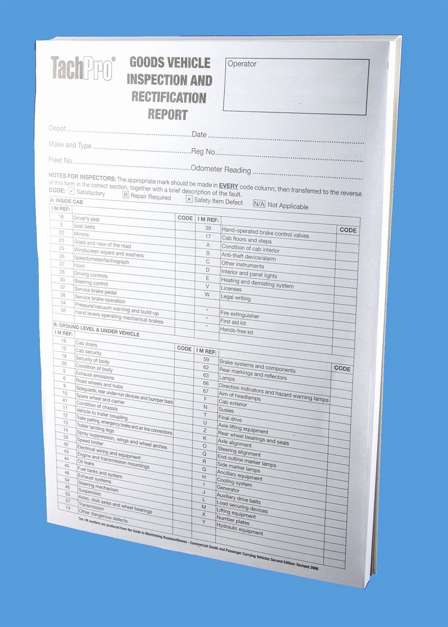 Free Vehicle Inspection Sheet Template New Goods Vehicle Inspection Rectification Report Sheet Book