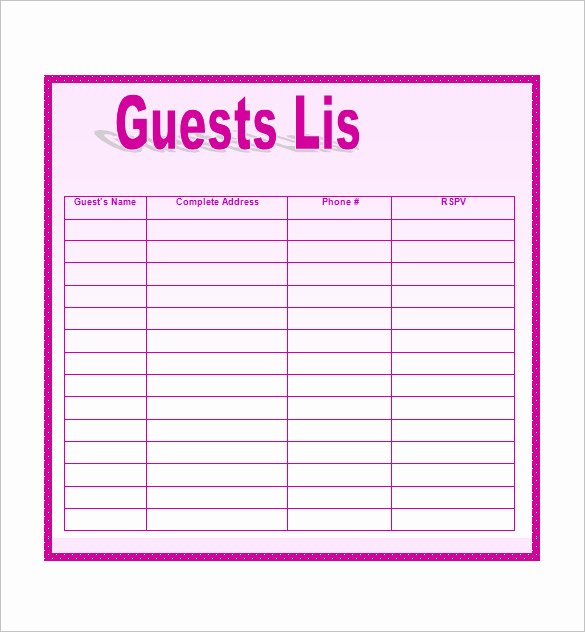 Free Wedding Guest List Template Awesome Landscape Design Templates