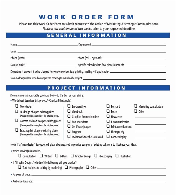 Free Work order Template Fresh Work order Template