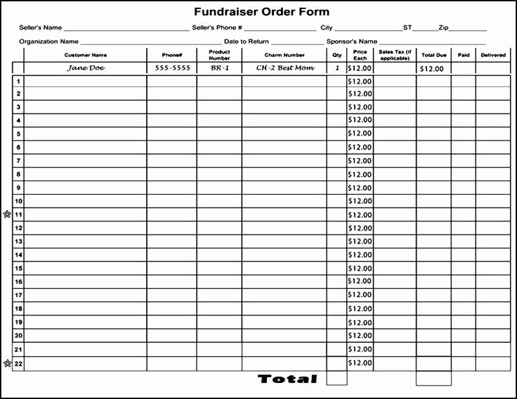 Fundraising order form Template Awesome Blank Fundraiser order form Template