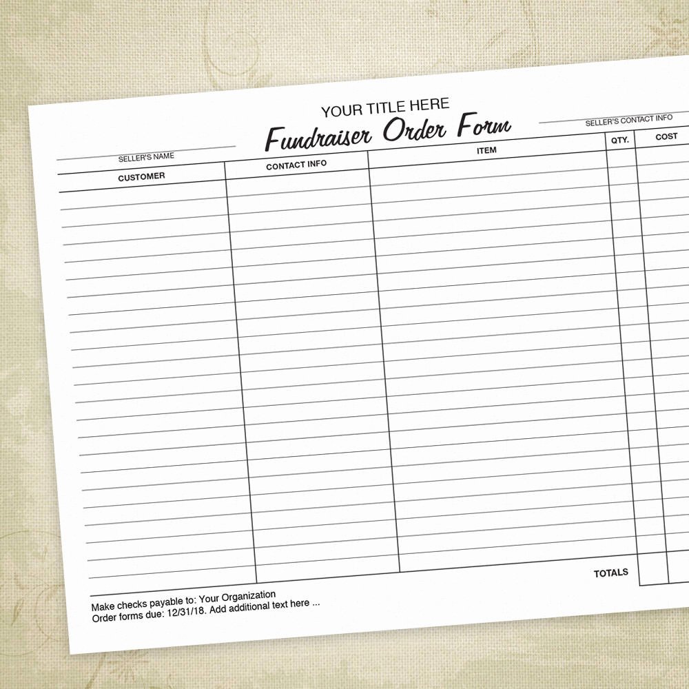 Fundraising order form Template Lovely Fundraiser order form Printable Charity Fundraising