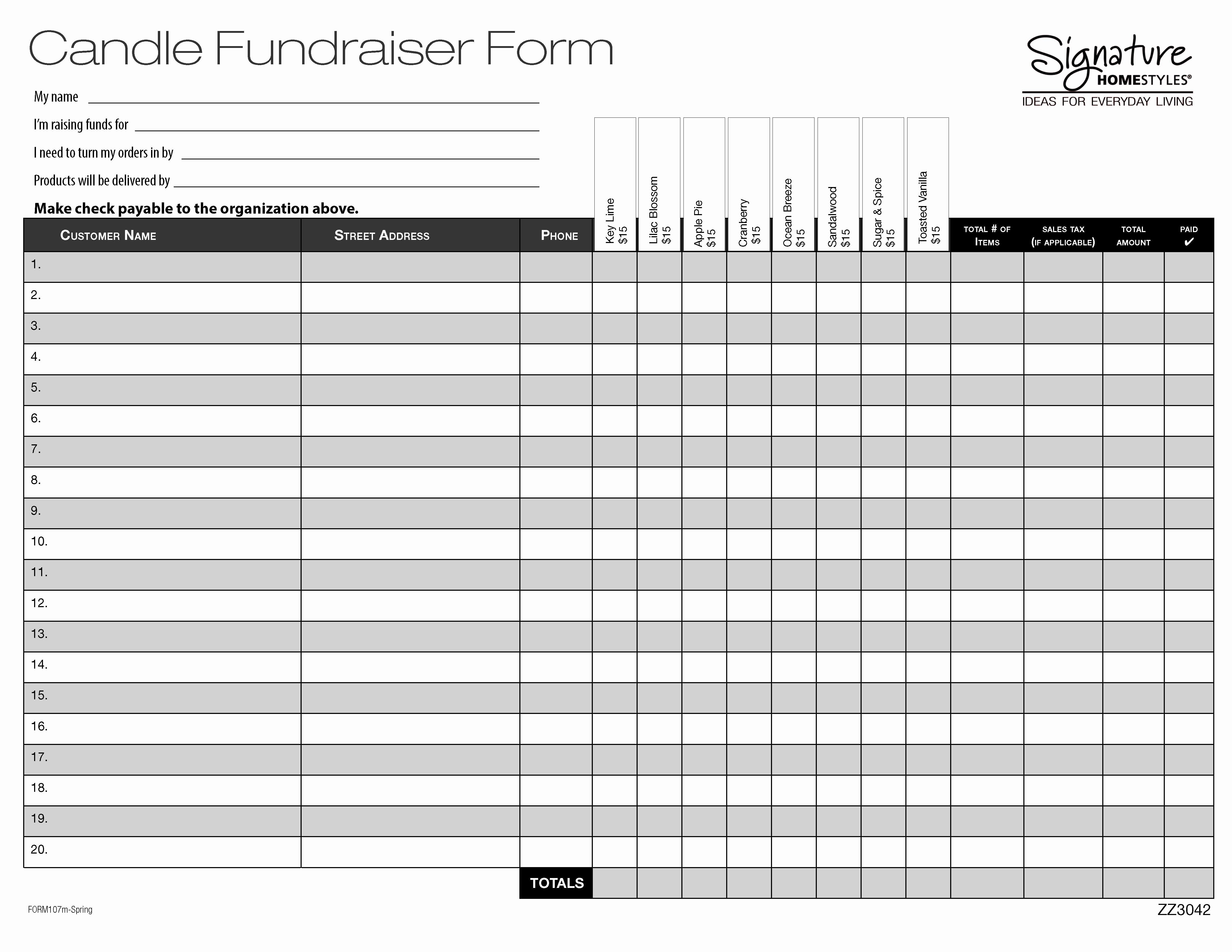 Fundraising order form Template Lovely order form Template