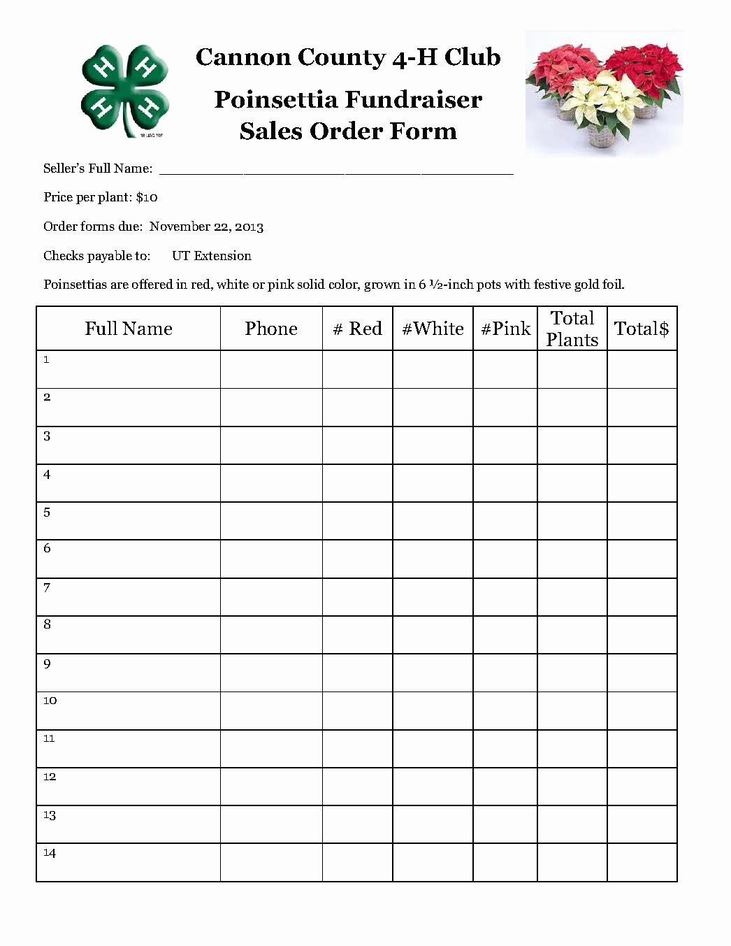 Fundraising order form Templates Awesome 4 H Poinsettia Sale