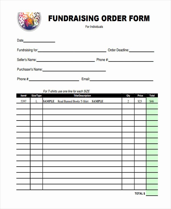 Fundraising order form Templates Lovely 8 Fundraiser order forms Free Sample Example format