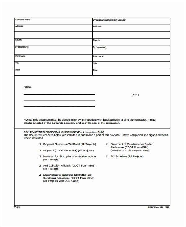 General Contractor Proposal Template Best Of Free 9 Contractor Proposal form Samples In Sample