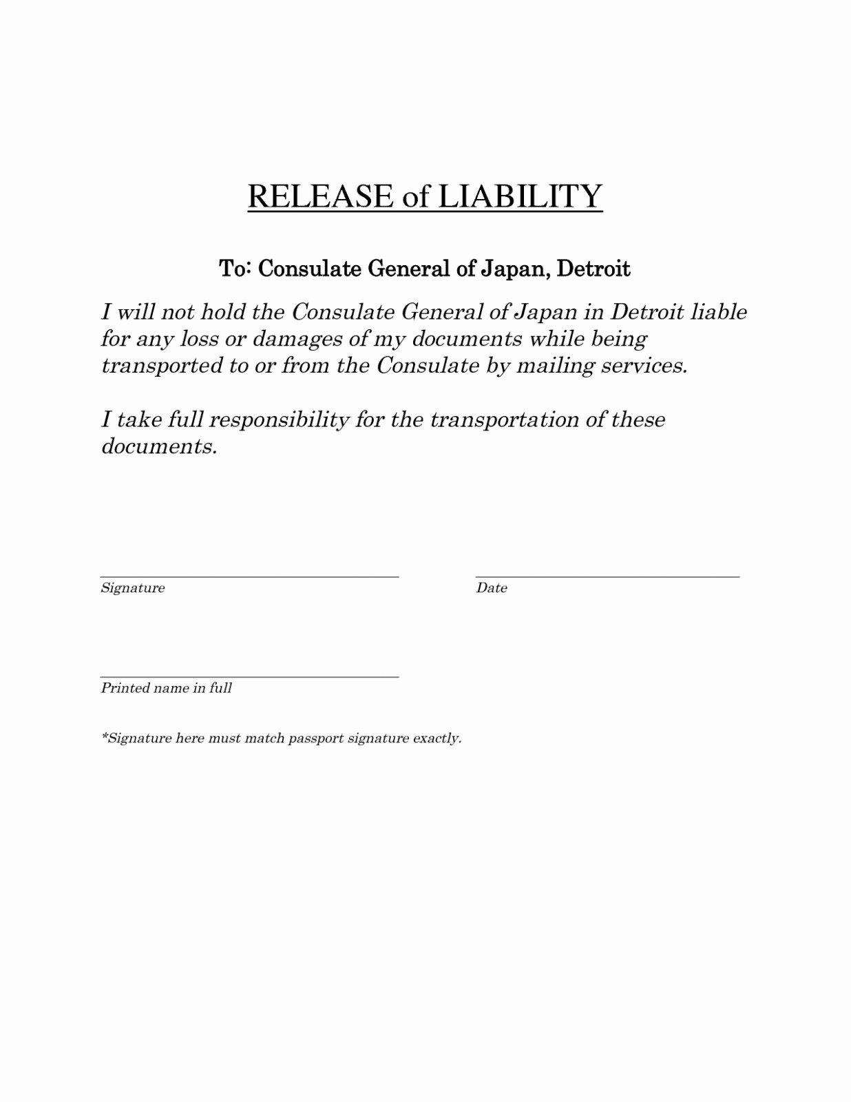 General Release form Template Best Of General Waiver Liability form Image – General Release Of