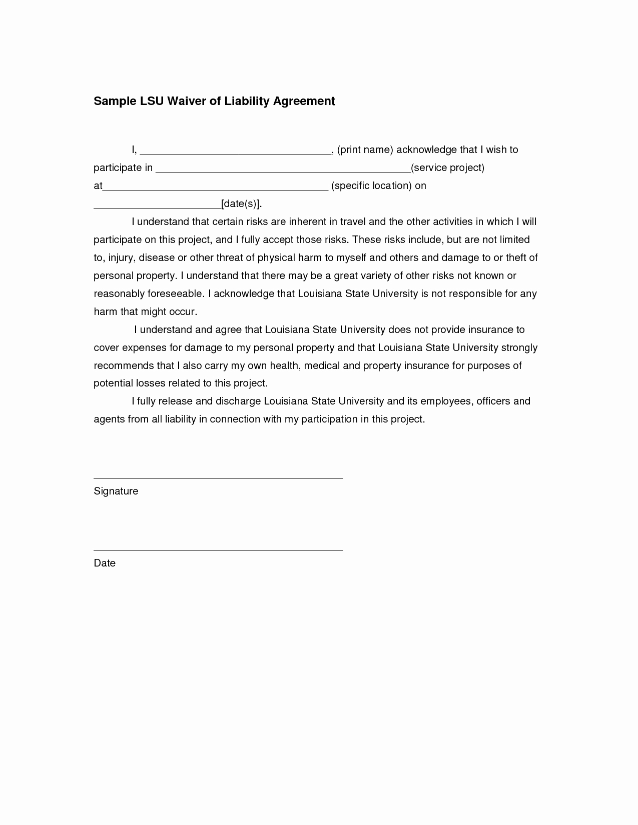 General Release form Template Luxury General Liability Release form Image – General Liability