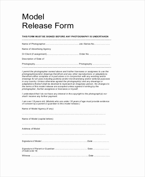 General Release form Template New Sample Model Release form 9 Examples In Pdf Word
