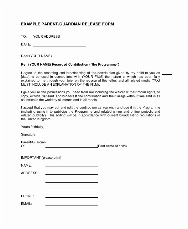 General Release form Template Unique Free 11 Sample General Release forms In Pdf