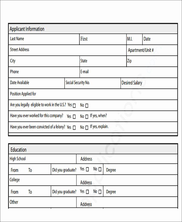 Generic Job Application Template Awesome 49 Job Application form Templates
