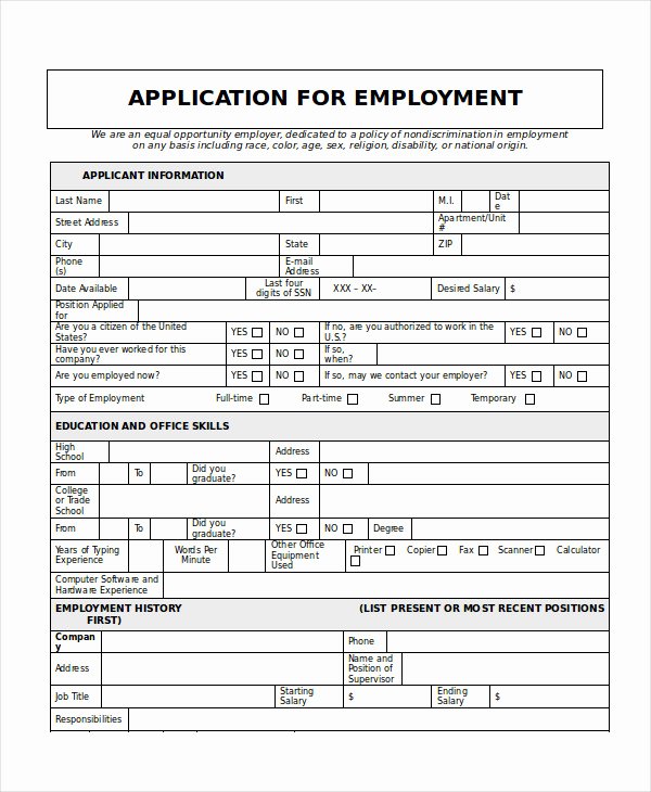Generic Job Application Template Best Of Generic Job Application 8 Free Word Pdf Documents