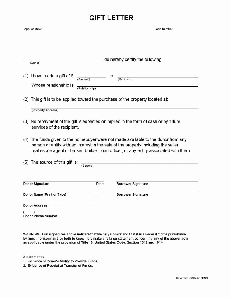 Gift Letter Mortgage Template Awesome forms