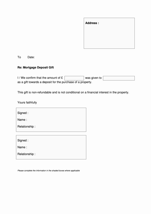 Gift Letter Mortgage Template Awesome top 7 Gift Letter Mortgage Free to In Pdf format