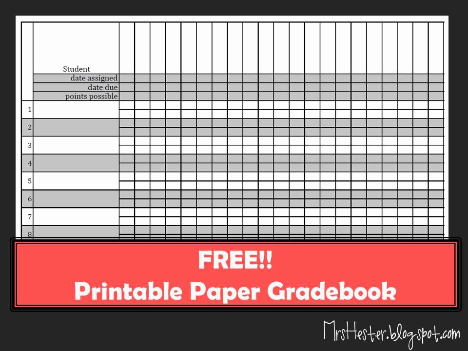 Grade Book Template Free Fresh Mrs Hester S Classroom Paper Gradebook