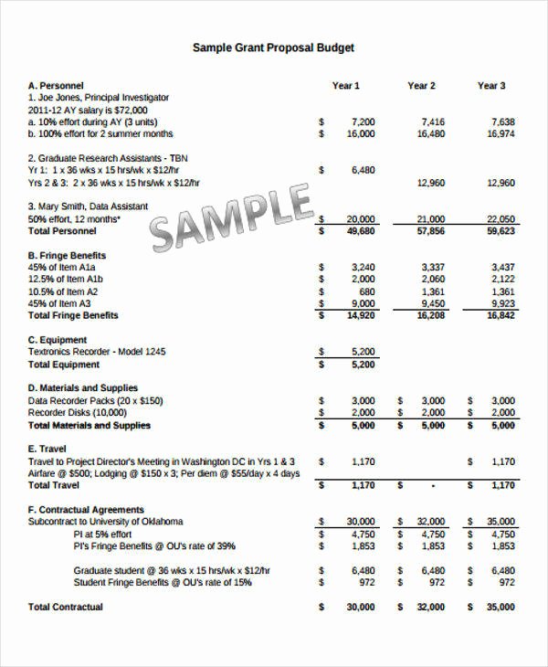 Grant Proposal Budget Template Fresh 13 Grant Proposal Samples Word Pdf Pages