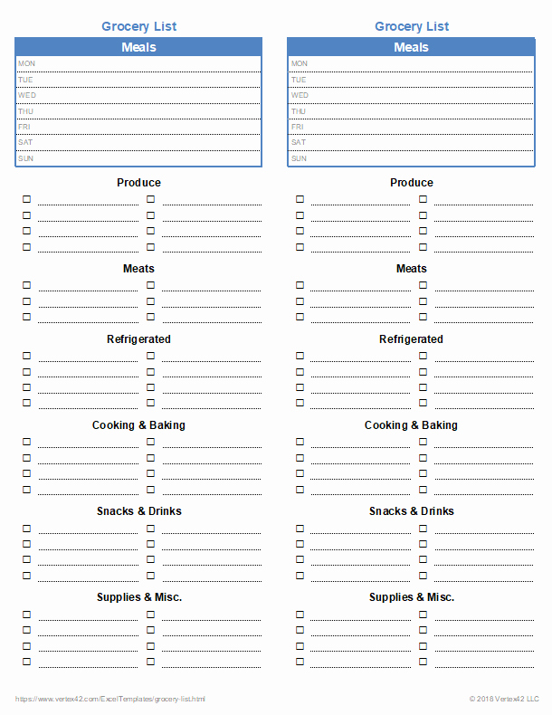 Grocery List Template Excel Beautiful Grocery List Templates