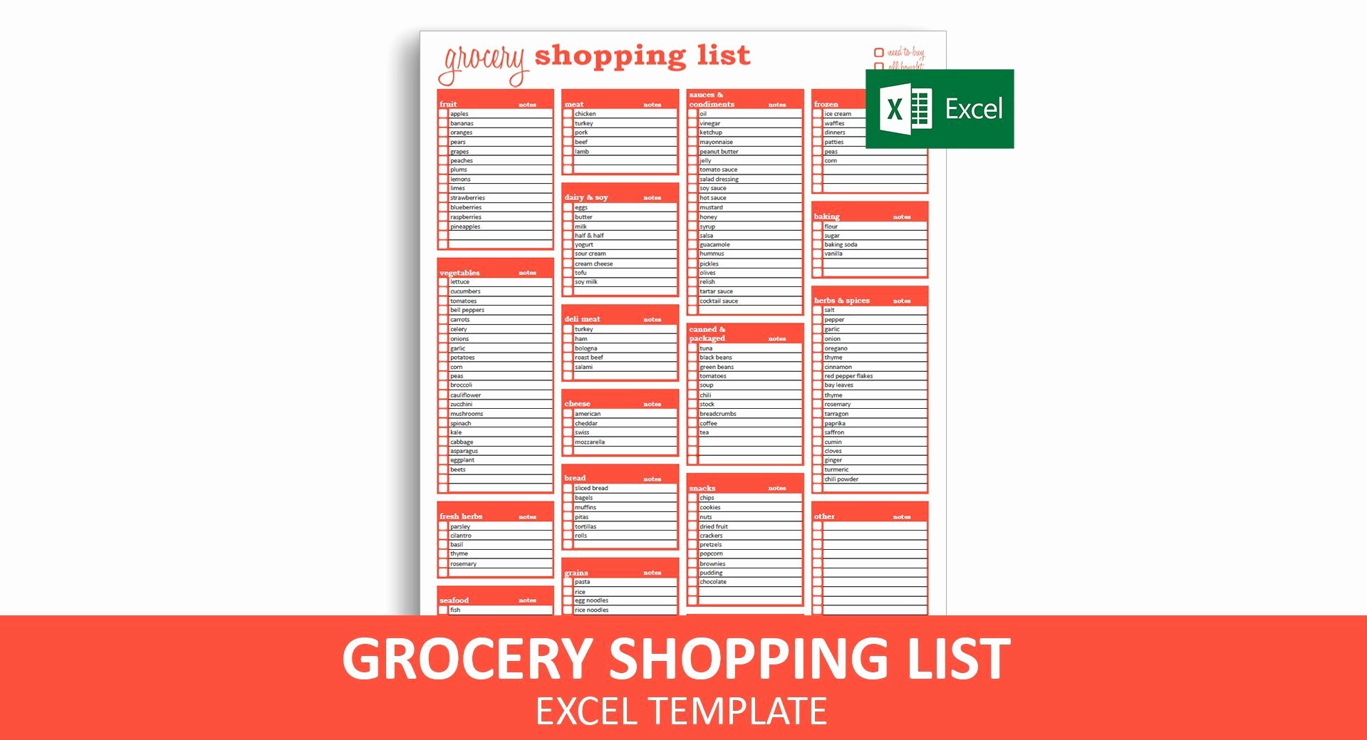 Grocery List Template Excel Lovely Grocery Shopping List Excel Template – Savvy Spreadsheets