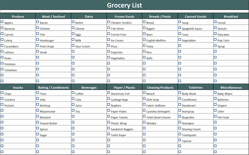 Grocery List Template Word Awesome 7 Shopping List Templates
