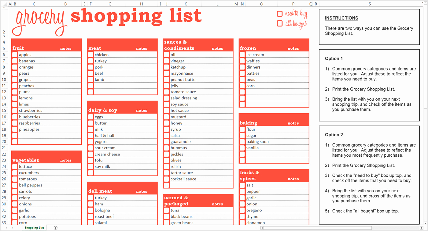Grocery List Template Word Beautiful 5 Shopping List Templates formats Examples In Word Excel