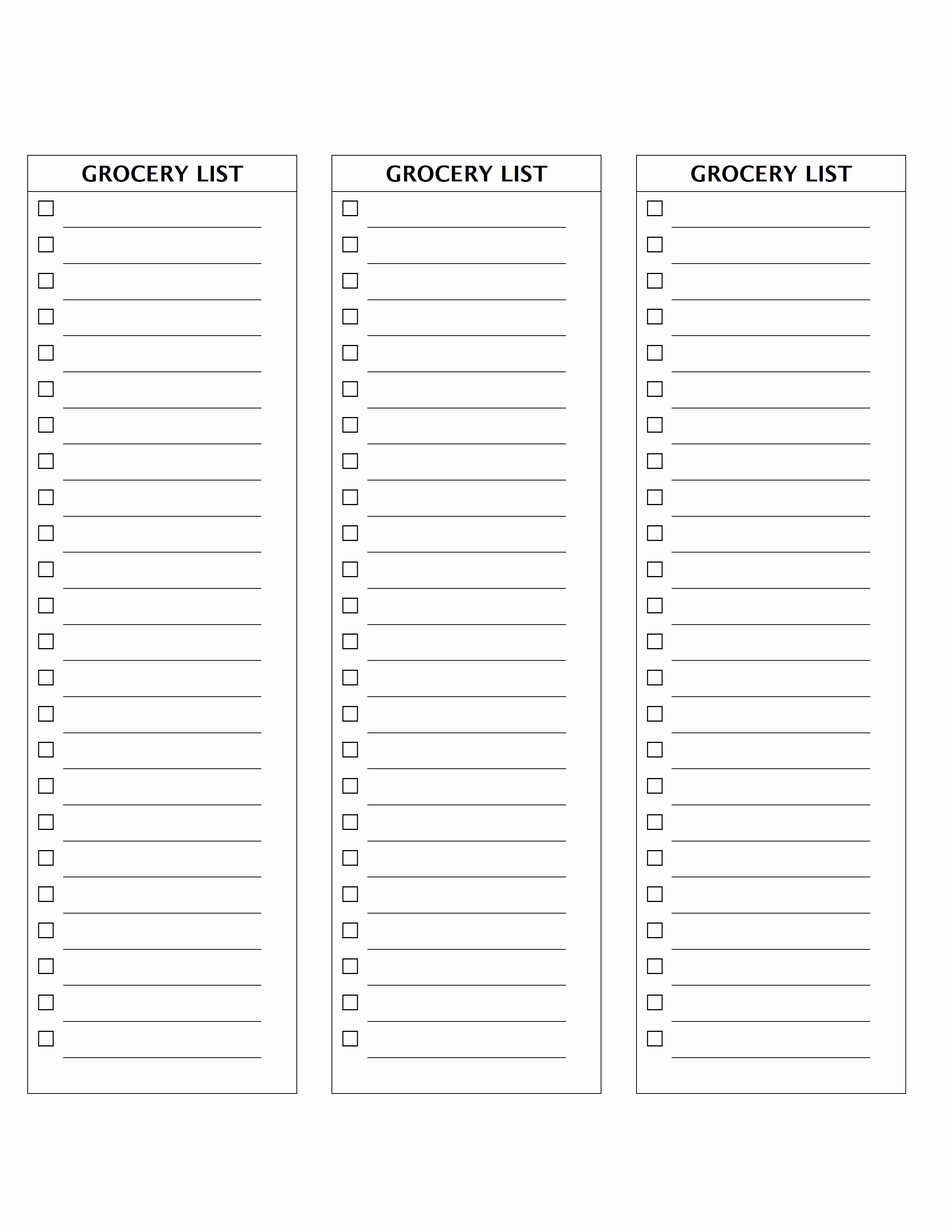 Grocery List Template Word Best Of Grocery List Template