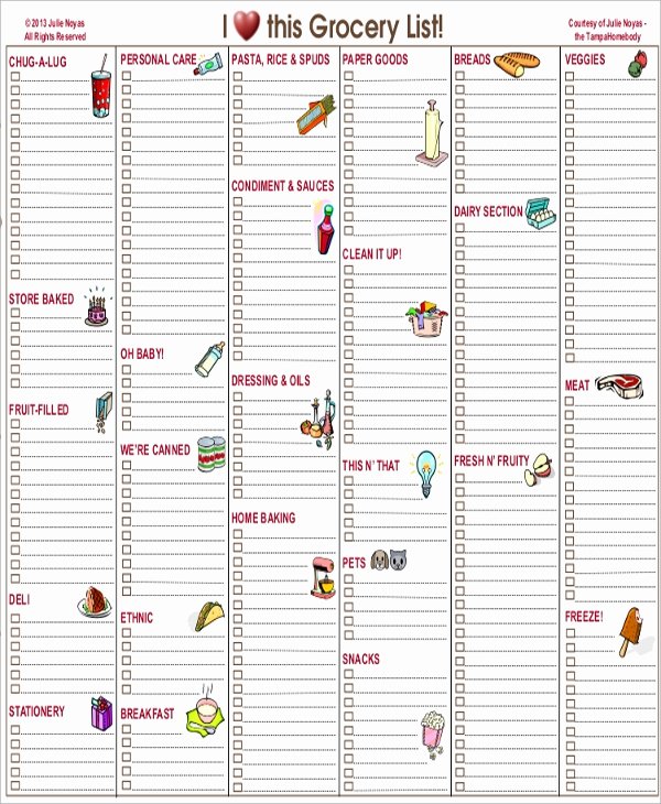 Grocery List Template Word Best Of Sample Grocery List 7 Documents In Pdf Word