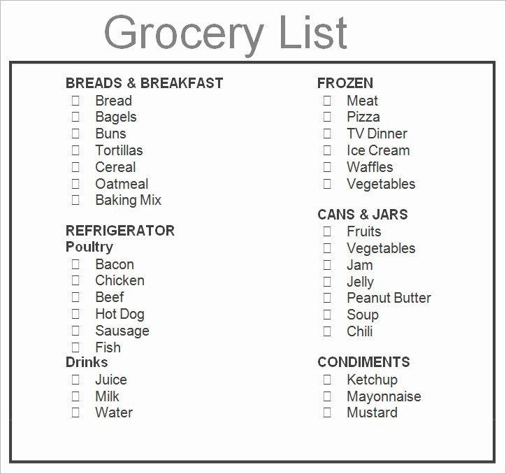 Grocery List Template Word Elegant Shopping List Template 6 Free Pdf Word Documents