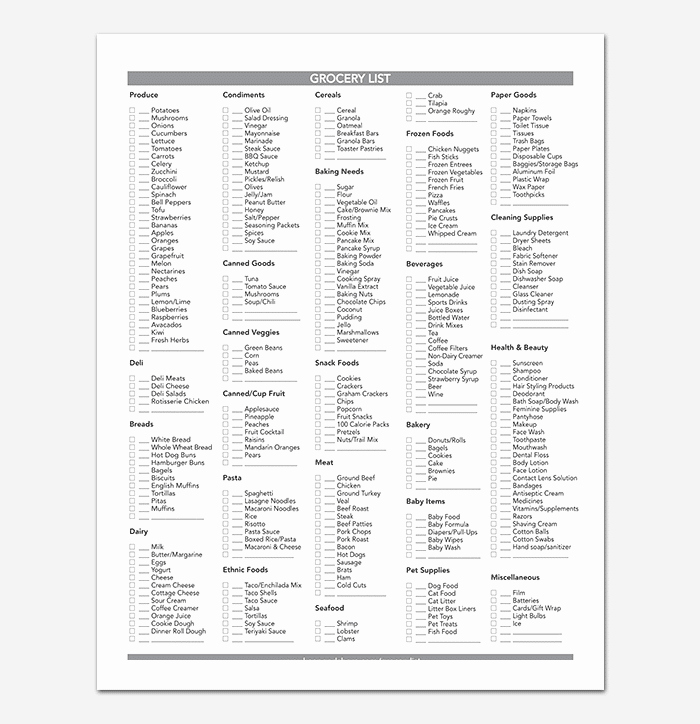 Grocery List Template Word Fresh Grocery List Template 16 Shopping Lists Excel Word Pdf