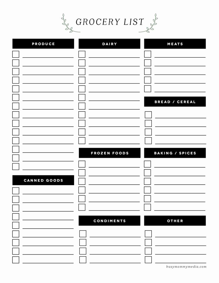 Grocery List Template Word New 28 Free Printable Grocery List Templates