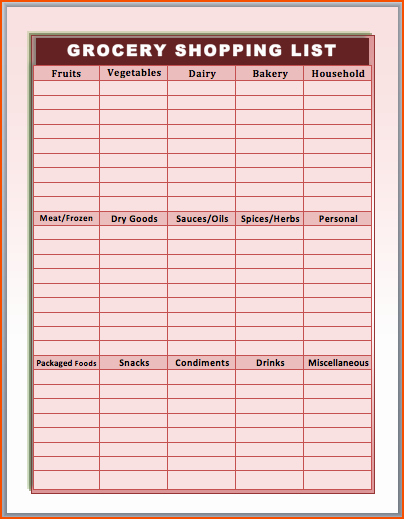 Grocery List Template Word Unique 7 Grocery List Template Word Bookletemplate
