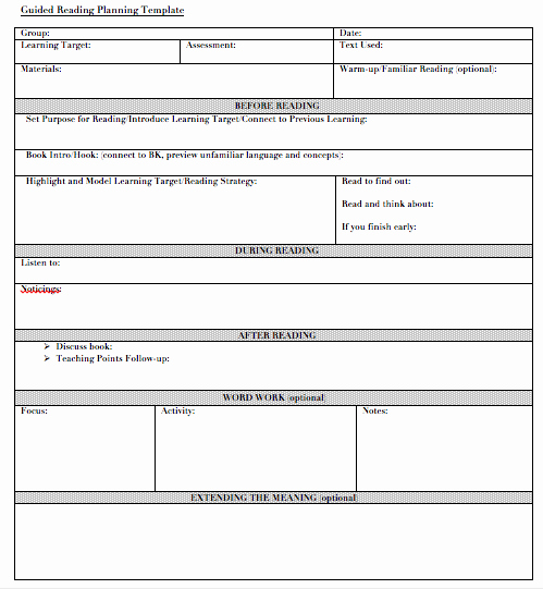 Guided Reading Lesson Plan Template New Guided Reading
