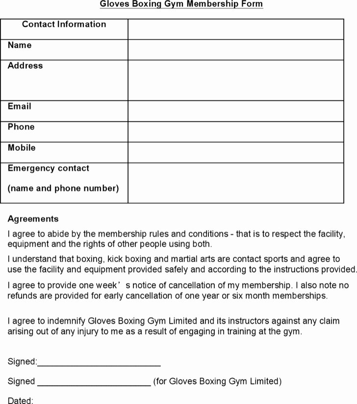 Gym Membership Contract Template Inspirational Gym Contract Template