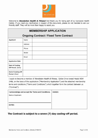 Gym Membership Contract Template Unique Free 10 Best Gym Membership Contracts Examples