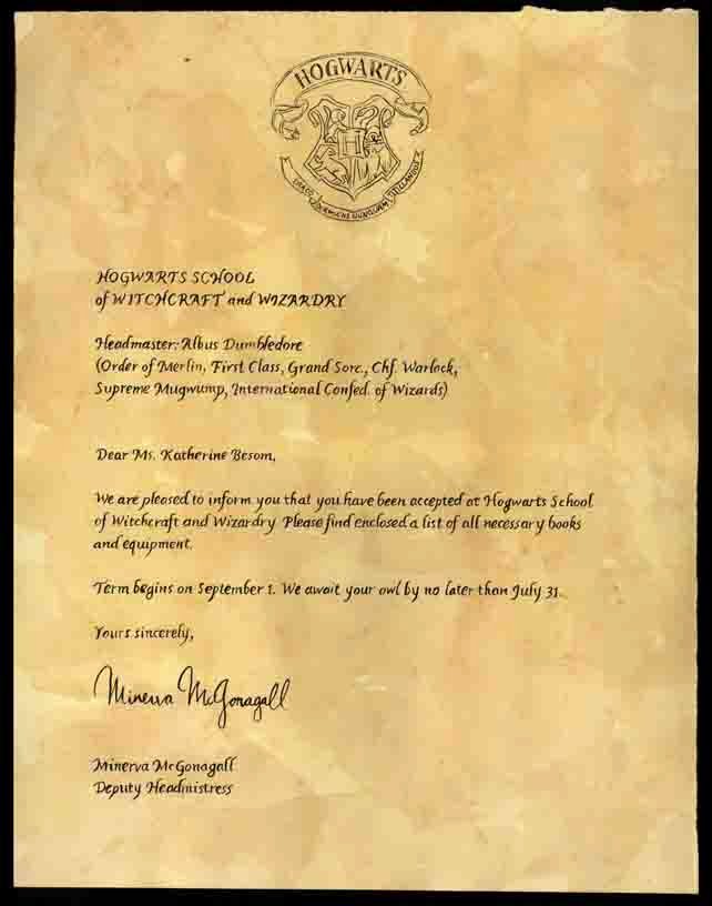 Harry Potter Acceptance Letter Template New Hogwarts Acceptance Letter