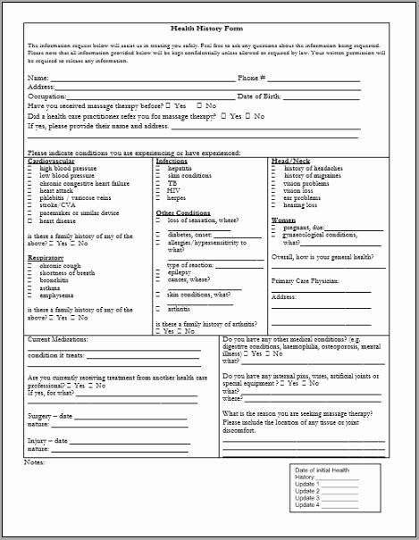 Health History form Template Fresh 10 Patient Health History Questionnaire Templates