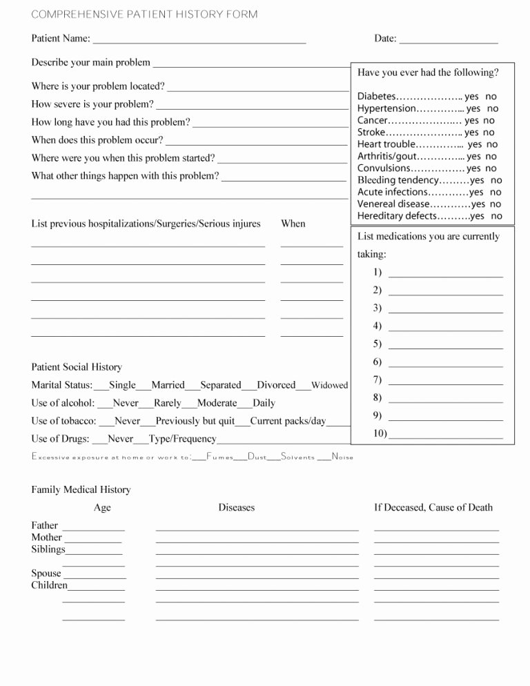 Health History form Template Inspirational 67 Medical History forms [word Pdf] Printable Templates