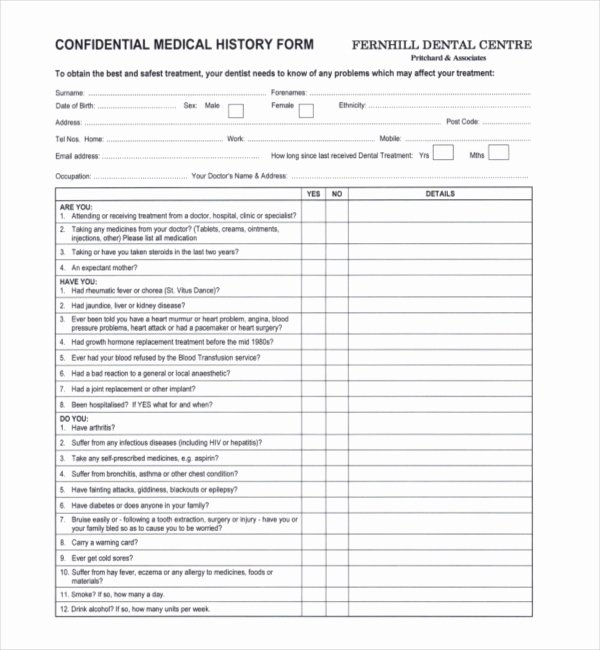 Health History form Template Luxury Free 21 Sample Medical History forms