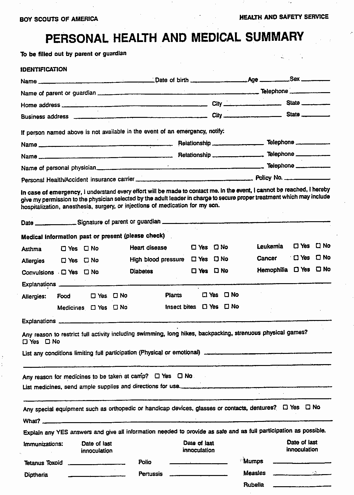 Health History form Template New Medical form – Templates Free Printable