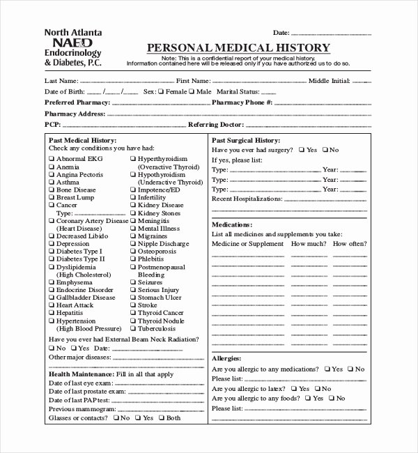 Health History form Templates Beautiful Free 21 Sample Medical History forms