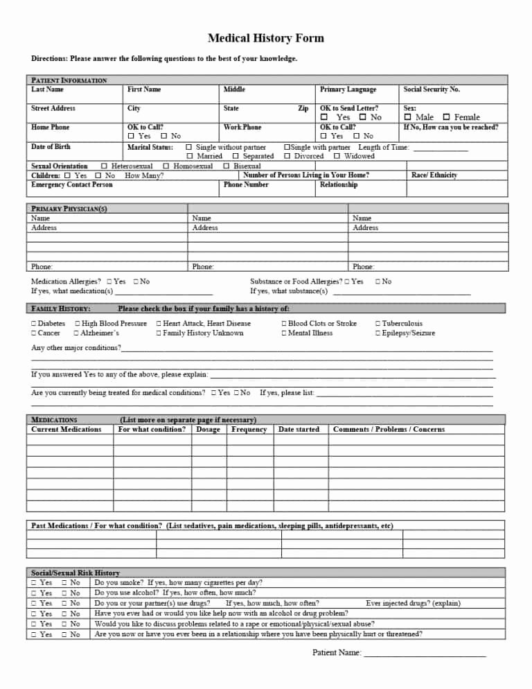 Health History form Templates Inspirational 67 Medical History forms [word Pdf] Printable Templates