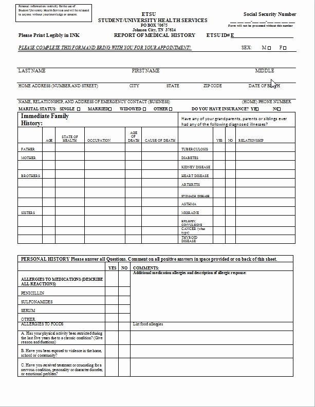 Health History form Templates Luxury Medical History form Template – Templates Free Printable