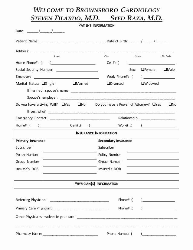 Health History form Templates Unique New Patient forms New Patient Medical History