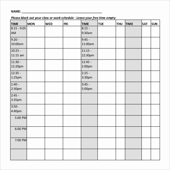 High School Schedule Template Beautiful Class Schedule Template 36 Free Word Excel Documents
