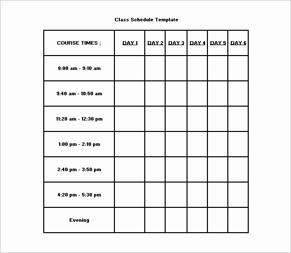 High School Schedule Template Inspirational Class Schedule Template – 8 Free Sample Example format