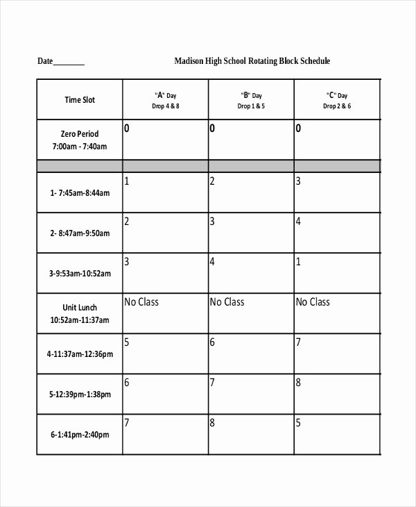 High School Schedule Template Luxury Blank School Schedule Template 8 Free Pdf Word format