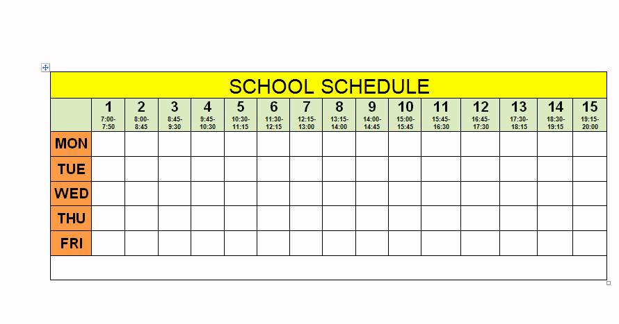 High School Schedule Template New Schedule for School Printable Template School Schedule 3
