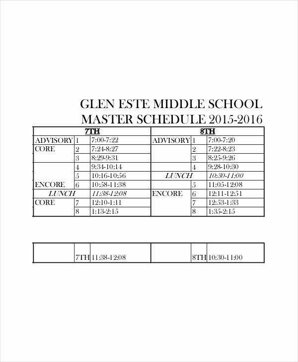 High School Schedule Template Unique Master Schedule Template 8 Free Word Pdf Pages