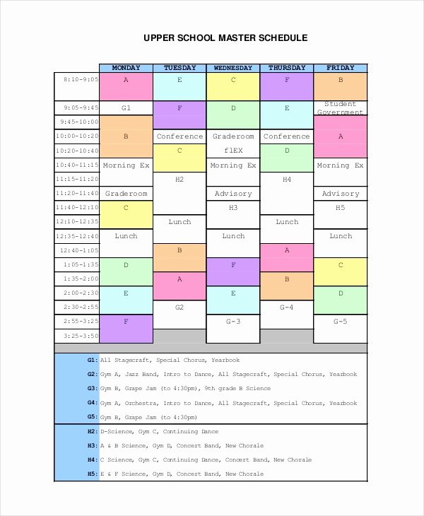 High School Schedule Template Unique Master Schedule Template 8 Free Word Pdf Pages