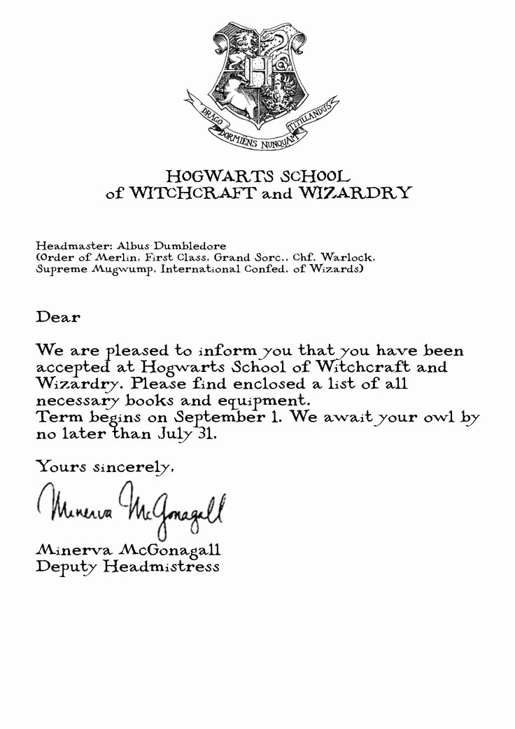 Hogwarts Acceptance Letter Template Luxury Harry Potter Hogwarts Acceptance Letter Imgur