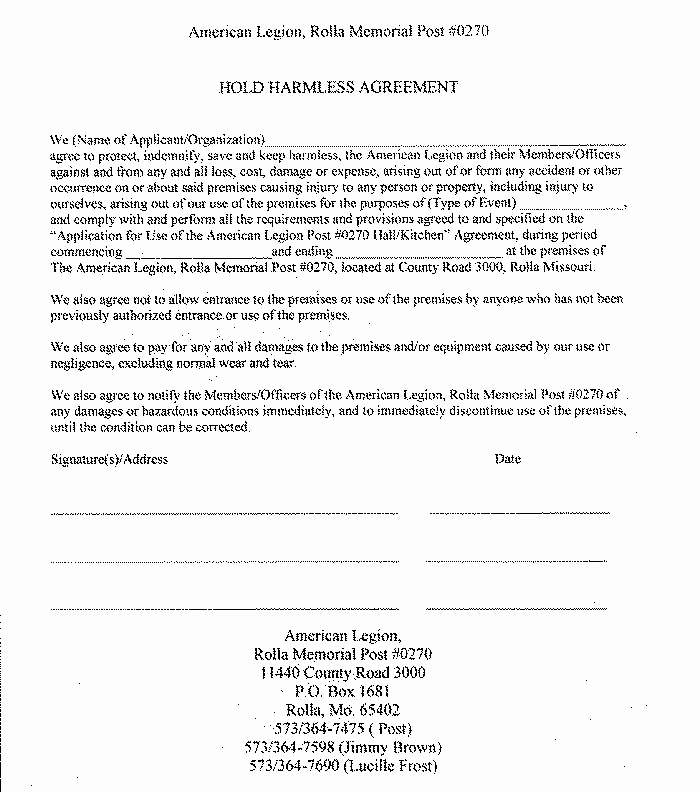 Hold Harmless Agreement Template Awesome Hold Harmless form